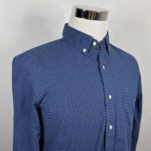 Peter Manning Medium Casual Button Down Shirt Blue Plaid 100% Cotton